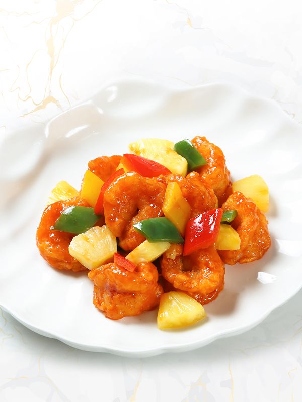 Sautéed Prawns and Pineapple with Sweet and Sour Sauce