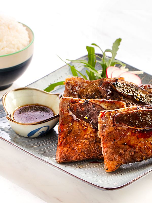 Grilled Angus Beef Short Rib in Korean Style with Mushroom, Vegetable and Japanese Steamed Rice