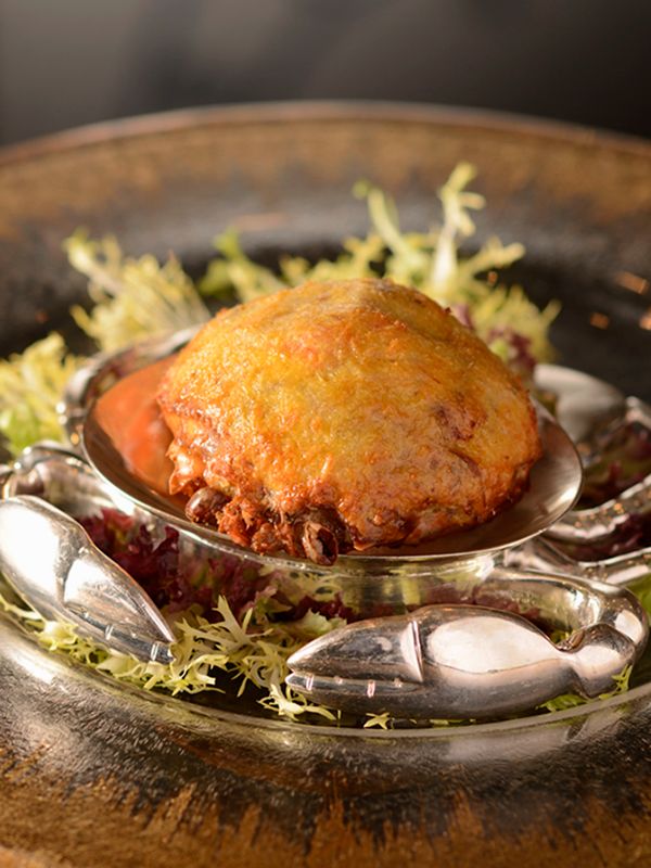 Stuffed Crab Shell, Snow Crab Meat, Scallop, Dried Cherry Shrimp, Oven Baked (One Person)