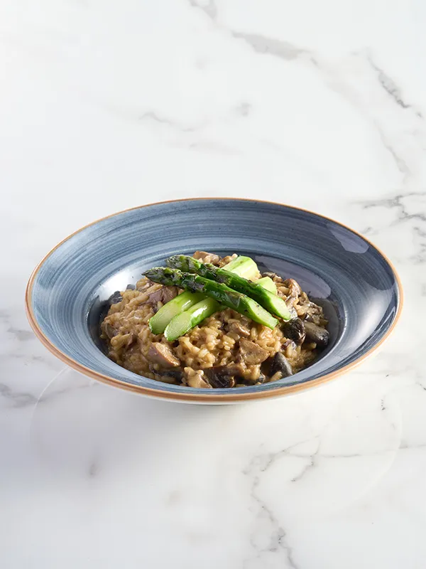 French Porcini Mushroom Risotto with Green Asparagus