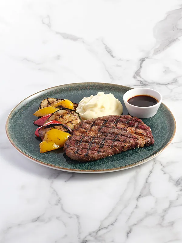 Grilled M9 Karoo Wagyu Beef Ribeye Steak (250g) with Mashed Potato and Grilled Vegetables
